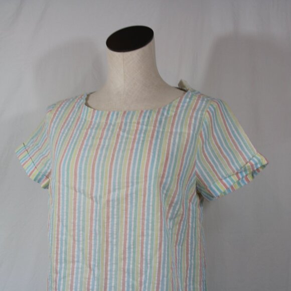 ModCloth 100% Cotton Short Sleeve Top Size M Striped Star Button back detail NEW - Picture 3 of 8